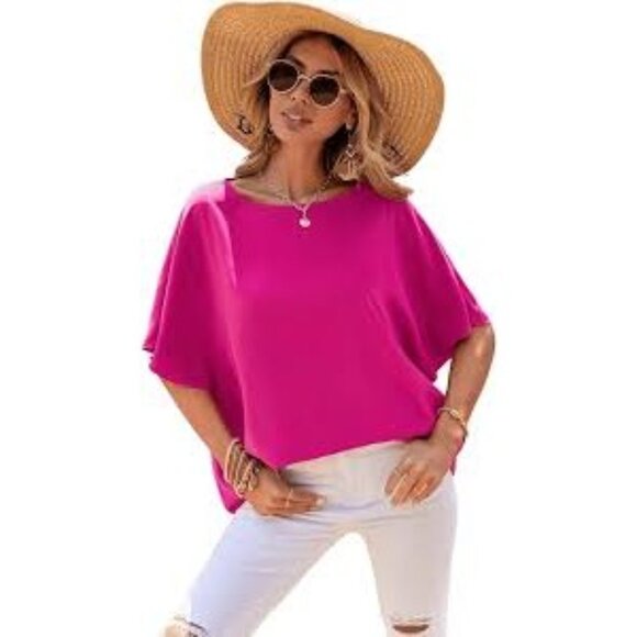 Alice & Olivia 100% Silk 3/4 Sleeve Boat Neck Whimsy Boho Sway Blouse Top Pink S - Picture 2 of 13